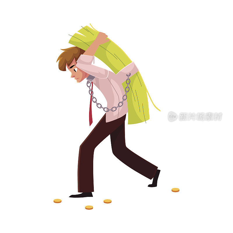 男人背着一捆钞票，靠钱过日子