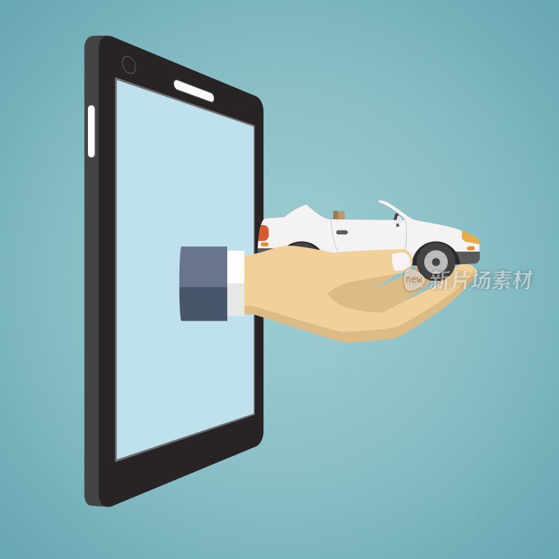 手持汽车从智能手机屏幕。