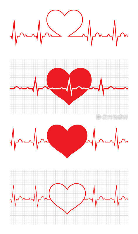 心脏的跳动。心电图。心动周期。医疗图标。