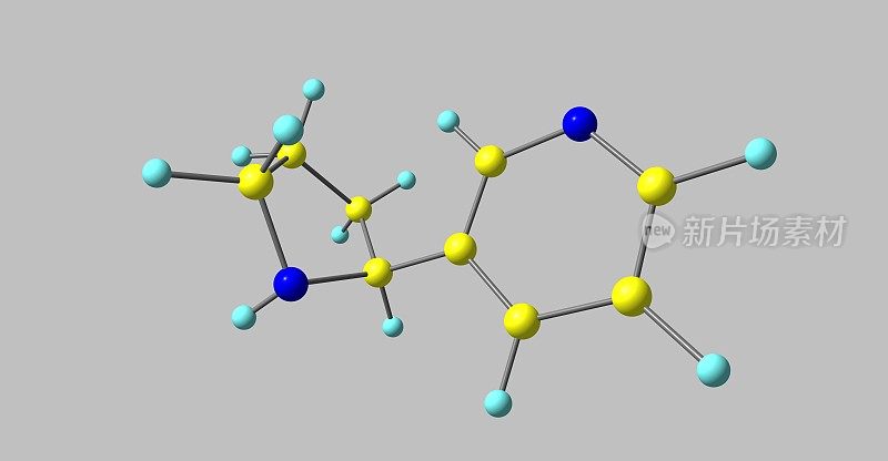 在灰色上分离出诺尼古丁分子结构