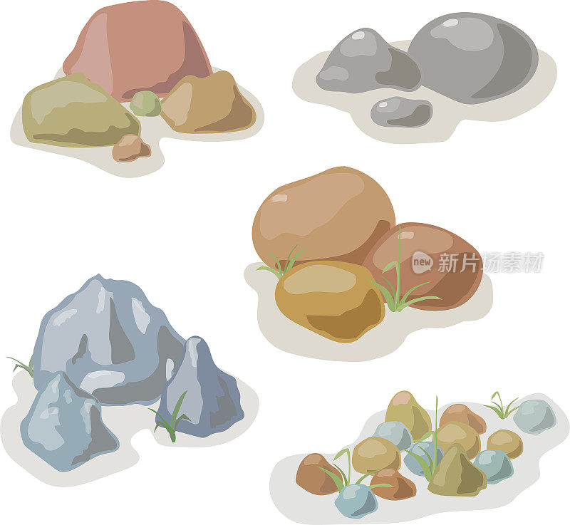 石头和岩石收集向量集