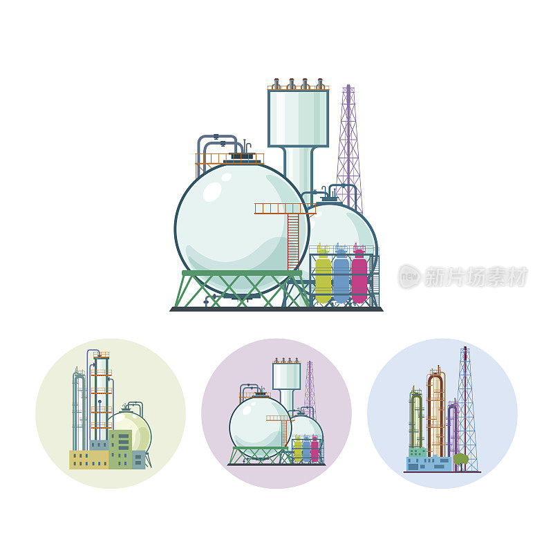 设置化工厂或炼油厂处理的图标