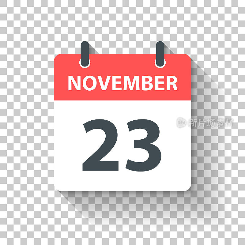 11月23日-平面设计风格的每日日历图标
