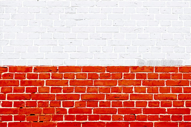 红色和白色砖图案墙纹理垃圾背景矢量插图
