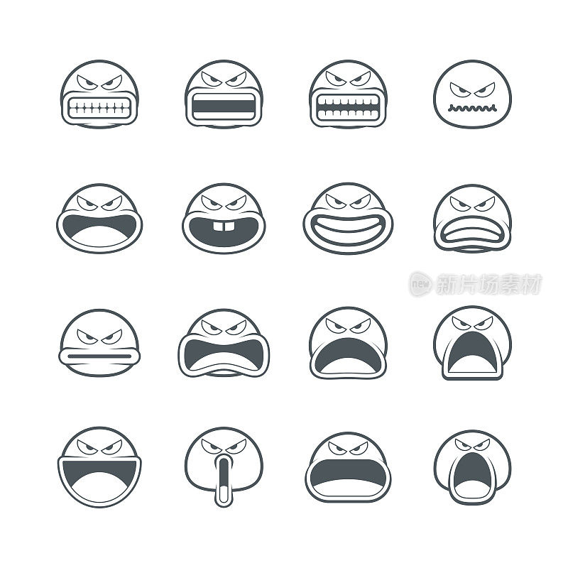 可爱的表情，愤怒的脸图标