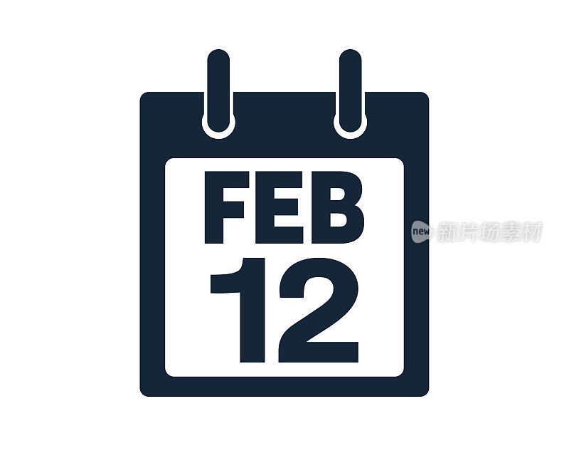2月12日日历图标股票矢量插图