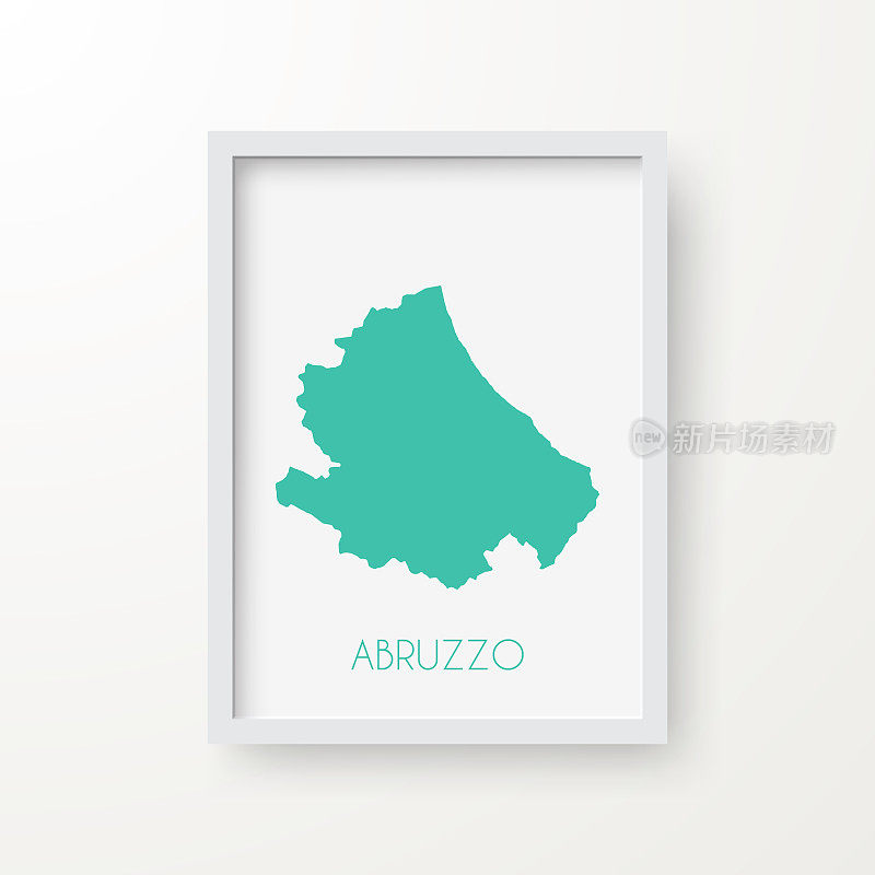 Abruzzo地图在一个框架上的白色背景