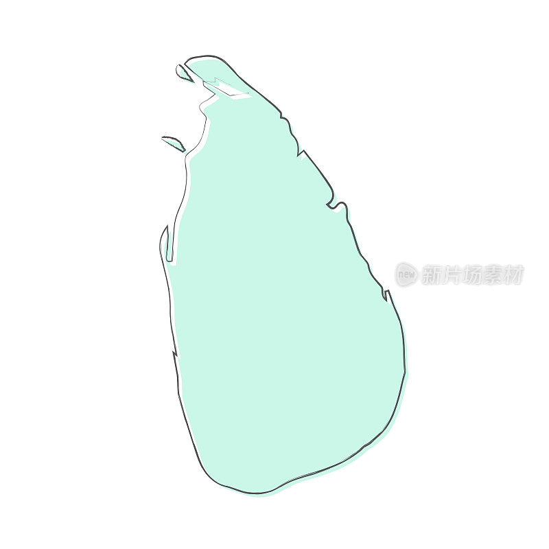 斯里兰卡地图手绘在白色背景-时尚的设计