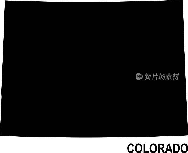 科罗拉多的黑色基本地图，以白色为背景