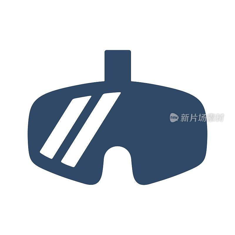 虚拟3d现实眼镜。VR耳机图标。技术概念的平面设计。