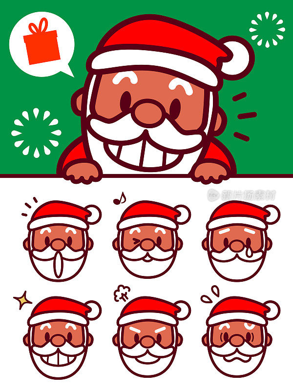可爱的圣诞老人手拿空白的表情(表情符号)