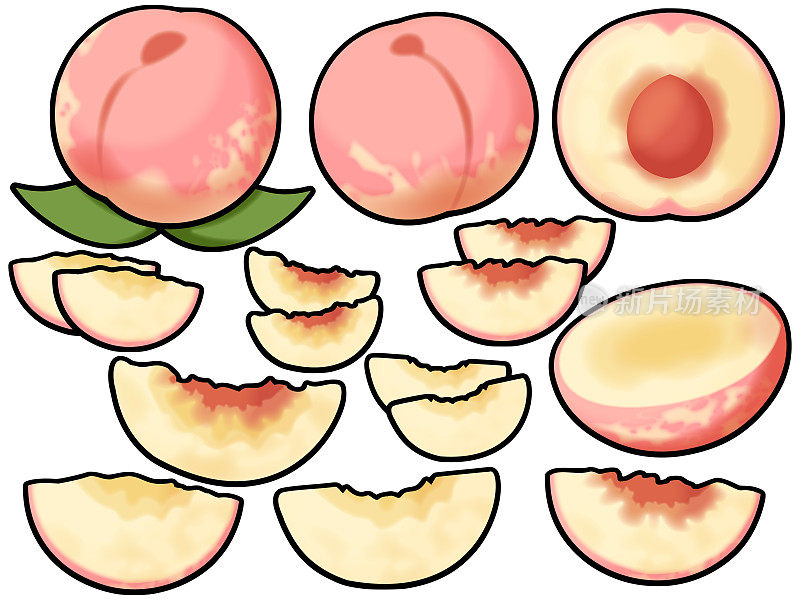 各种形状的白桃
