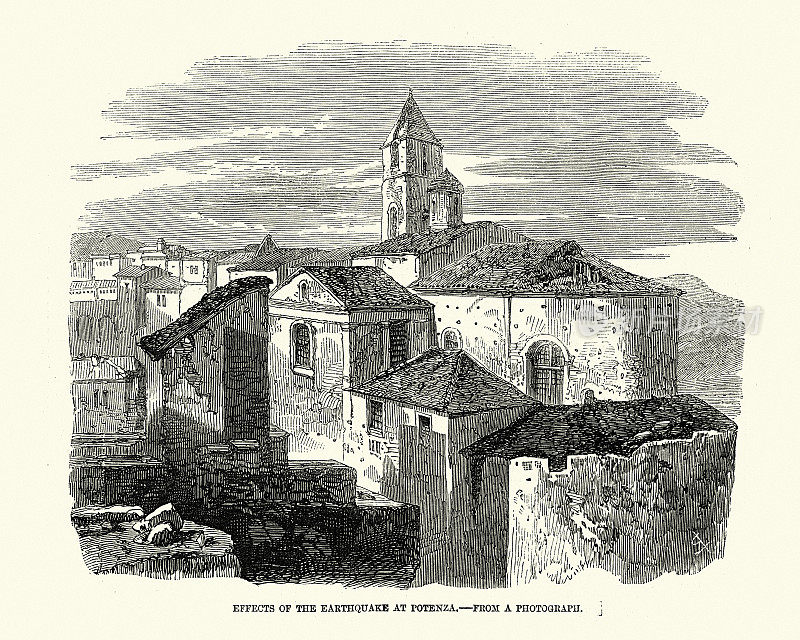 19世纪，1857年巴西利卡塔地震后，意大利波坦察的建筑遭到破坏