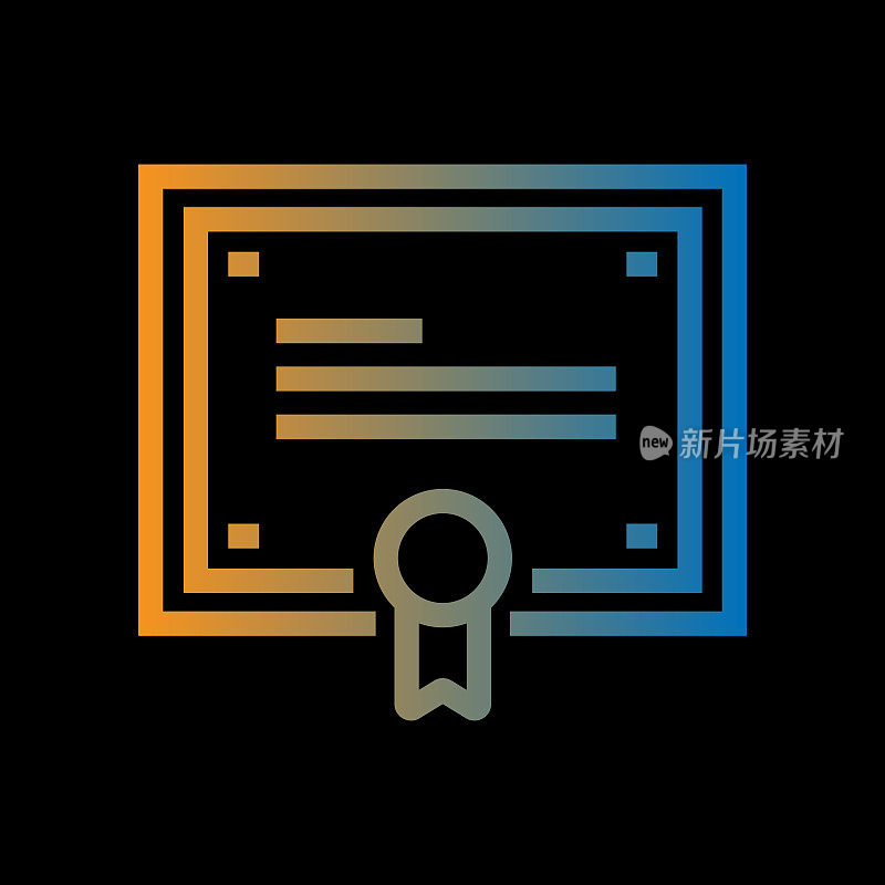 文凭线图标,轮廓矢量符号