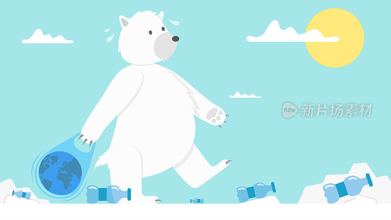 北极熊和塑料瓶
