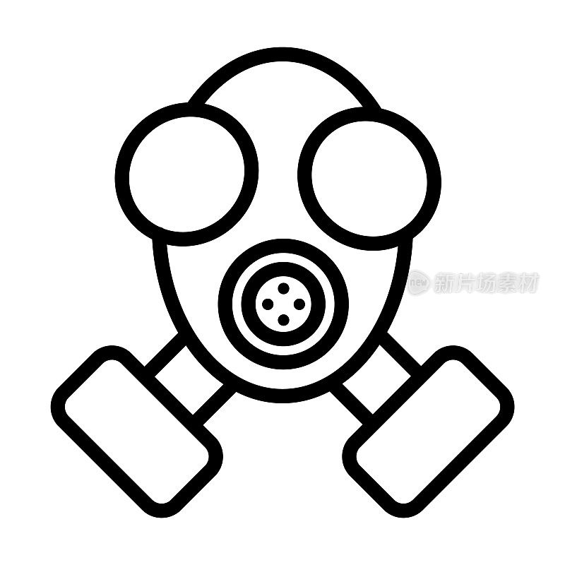 防毒面具图标从军队和战争收集。薄线性防毒面具，危险，有毒的轮廓图标孤立在白色背景上。线矢量防毒面具符号，网络和移动的符号。