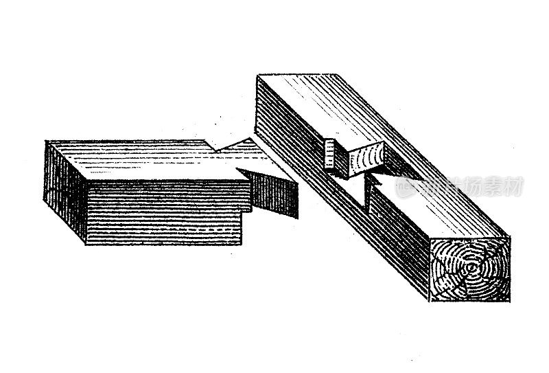 古董插图:结构和建筑:木架和接合