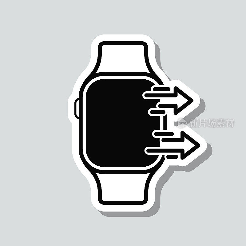 从smartwatch发送。灰色背景上的图标贴纸