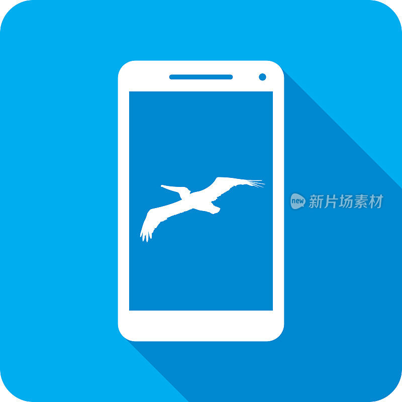 鹈鹕飞行智能手机图标剪影