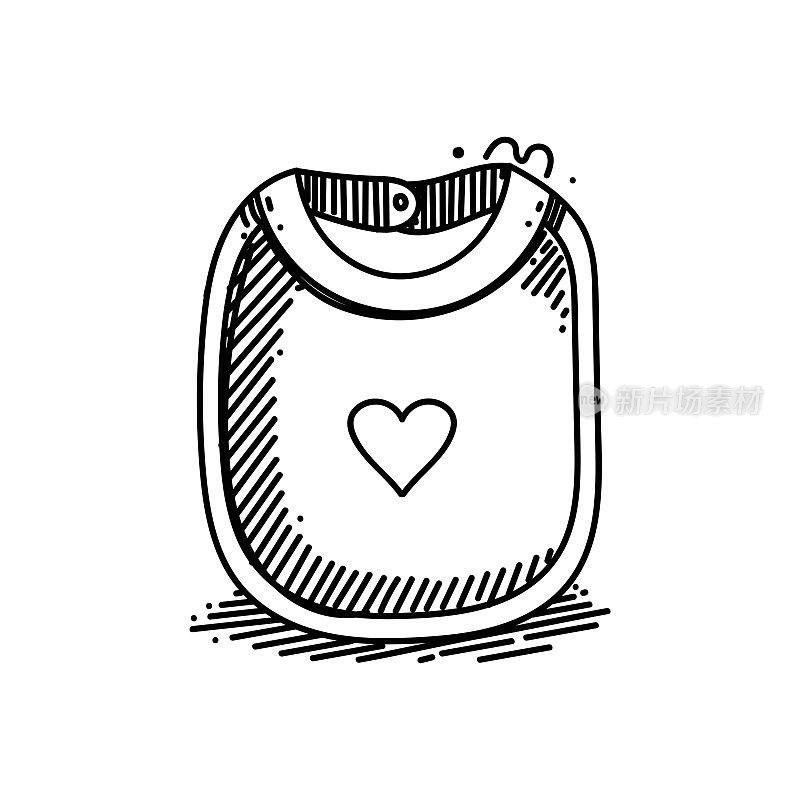 婴儿围嘴线图标,草图设计,像素完美,可编辑的笔画。