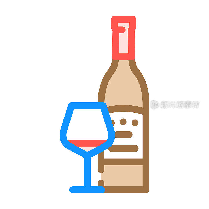 梅洛红葡萄酒颜色图标矢量插图