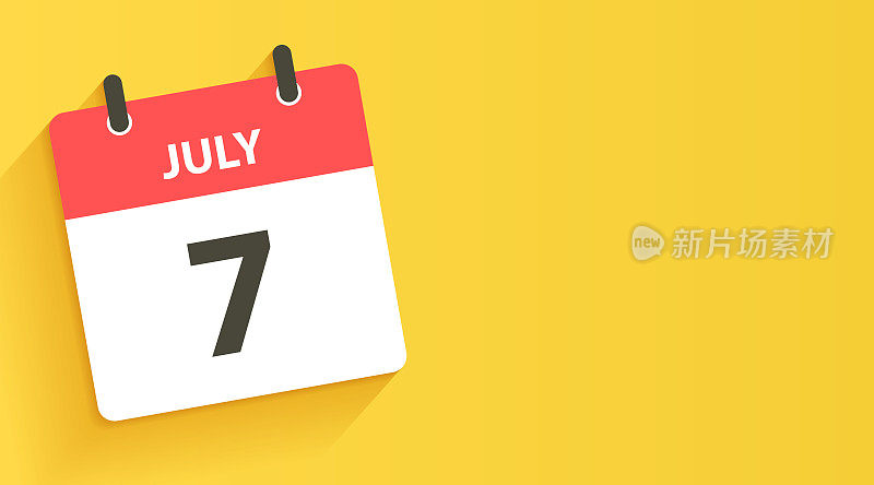 7月7日-平面设计风格的每日日历图标