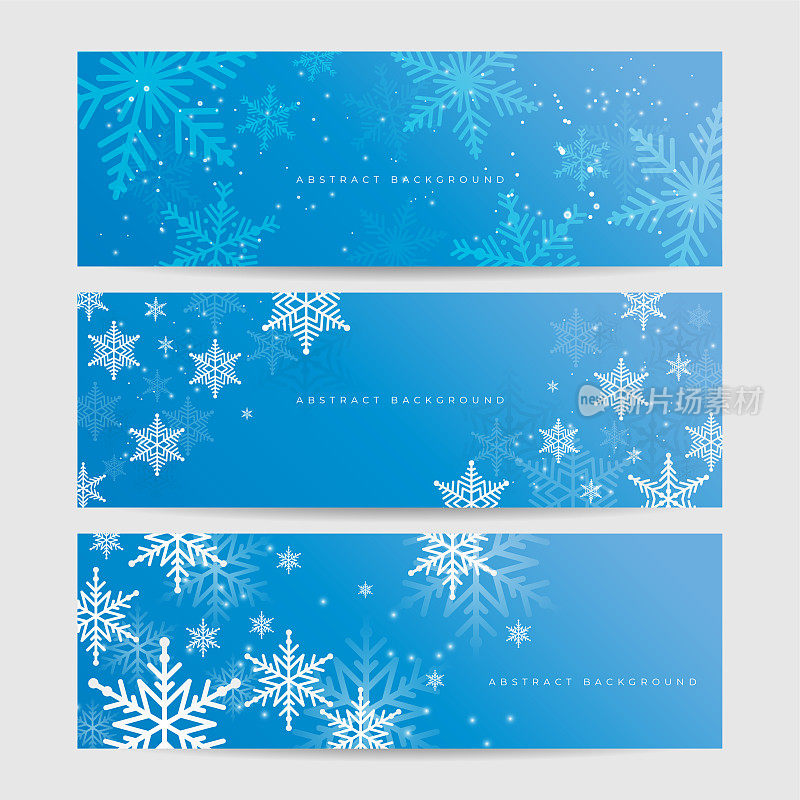 圣诞蓝色背景与雪和雪花。圣诞卡片雪花边界矢量插图