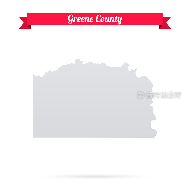 格林县，宾夕法尼亚州。白底红旗地图