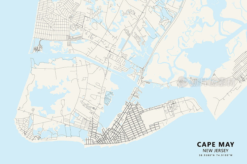 开普梅，新泽西州，美国矢量地图