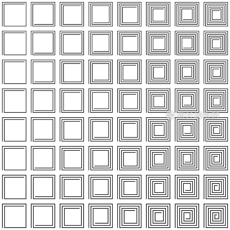 不同的螺旋正方形图案