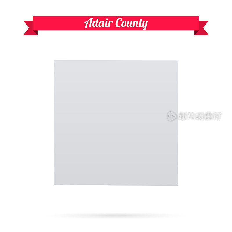 爱荷华州的阿代尔县。白底红旗地图