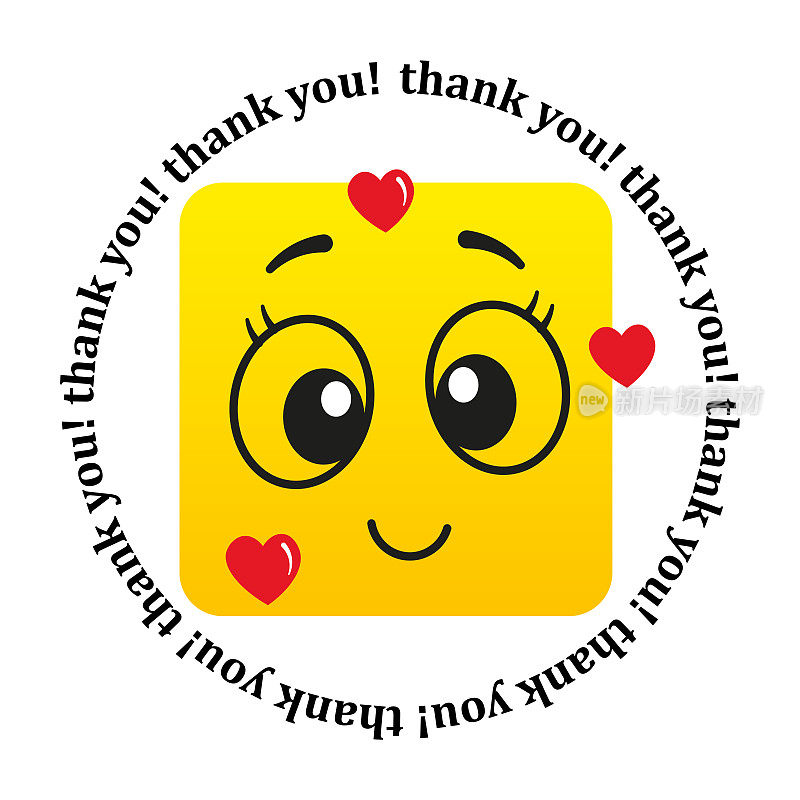谢谢你爱你立方体表情符号酷复古贴纸时髦可爱的微笑