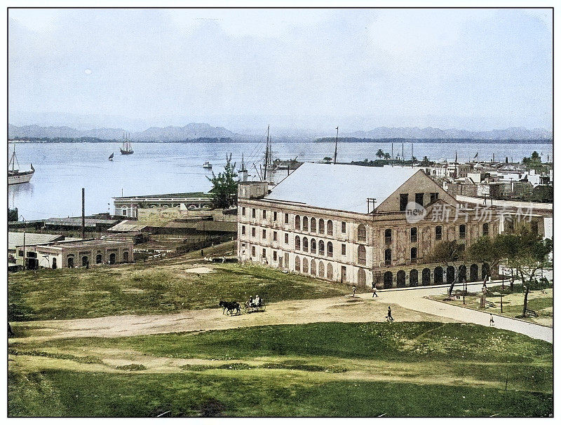 古董黑白照片:圣胡安,波多黎各