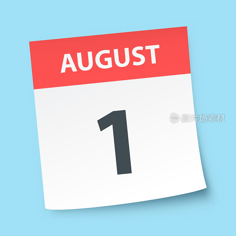 8月1日-蓝色背景的每日日历