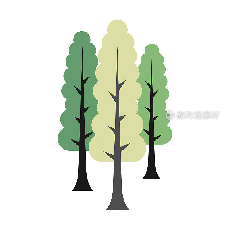 树的插图和图标。
