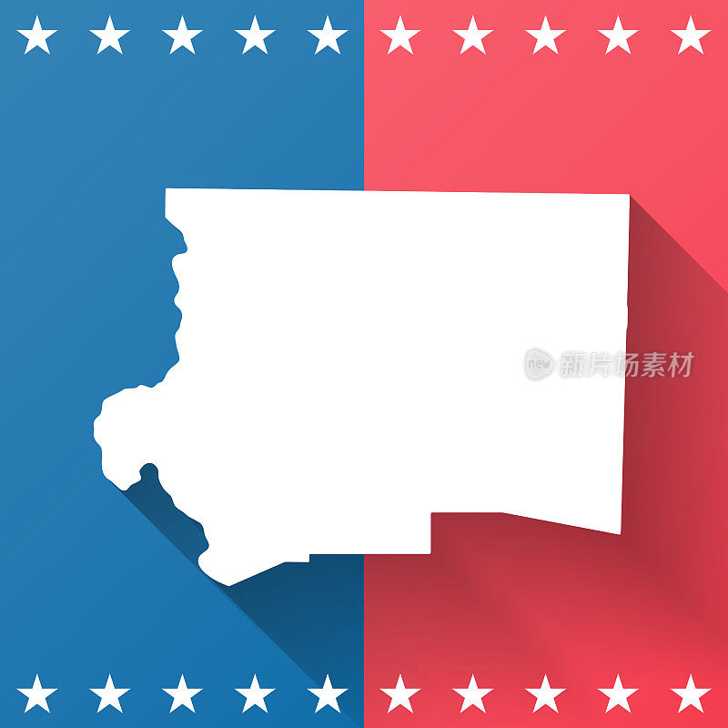 北卡罗来纳州福赛斯县。地图在蓝色和红色的背景