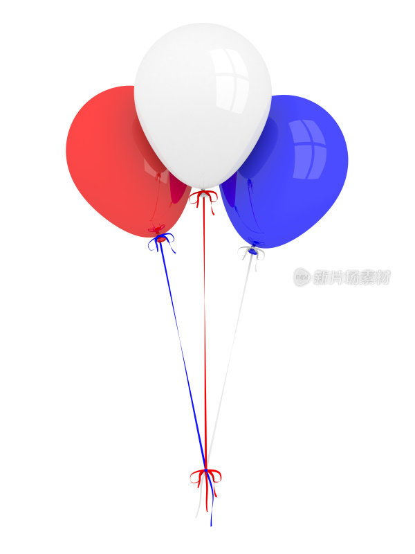 红色、白色和蓝色的气球