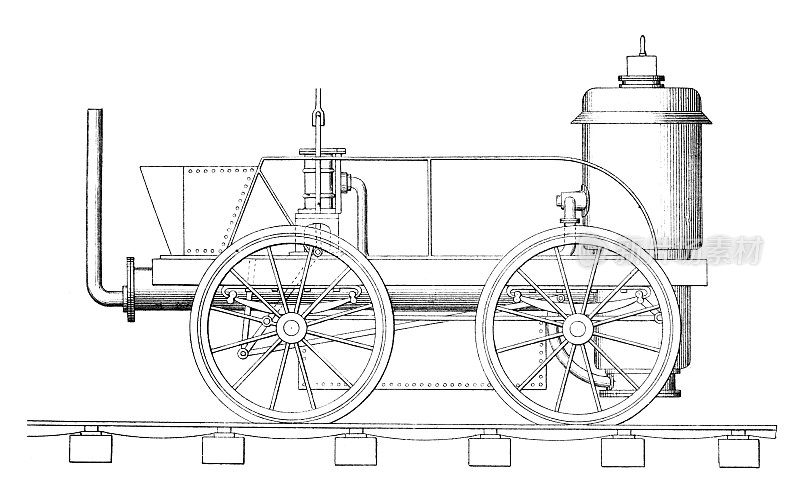 19世纪的蒸汽机车雕刻