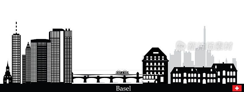 瑞士大都市巴塞尔的天际线