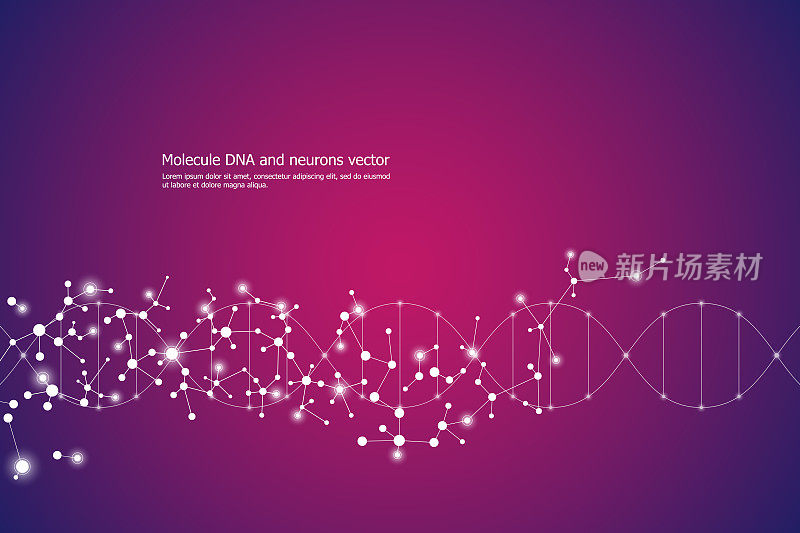 载体分子背景，遗传和化学化合物。用点抽象连线，医学、技术和科学的概念