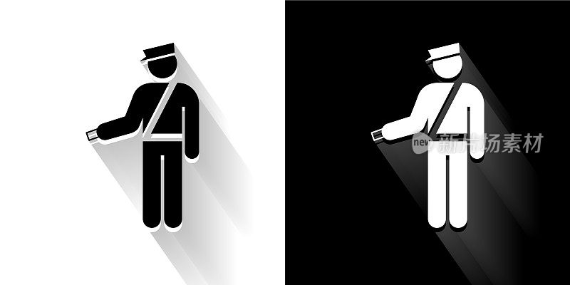 票子黑色和白色图标与长影子