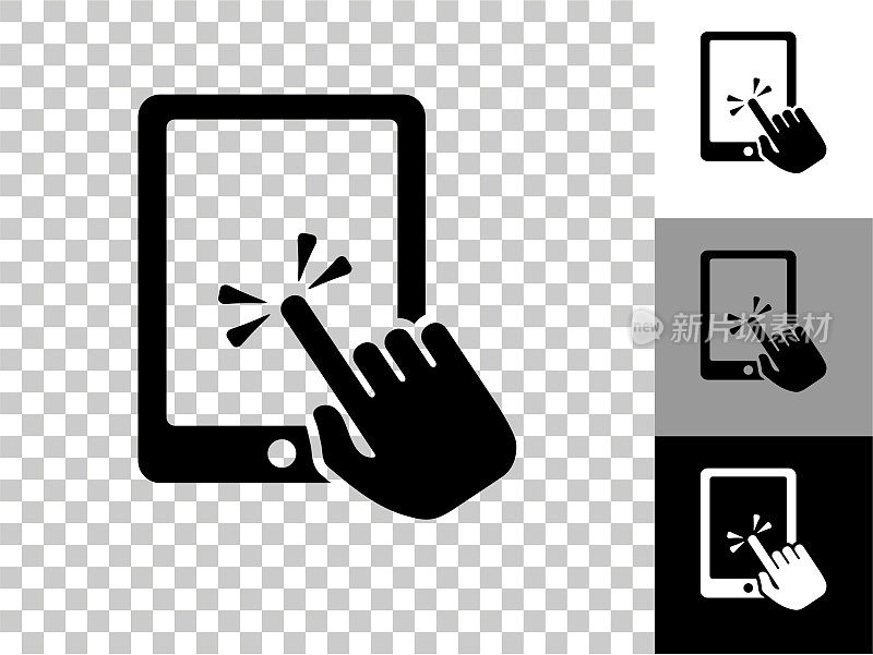 触摸屏平板电脑图标在棋盘透明背景