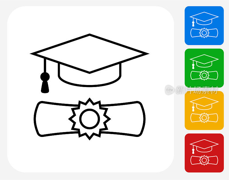 毕业帽和文凭图标