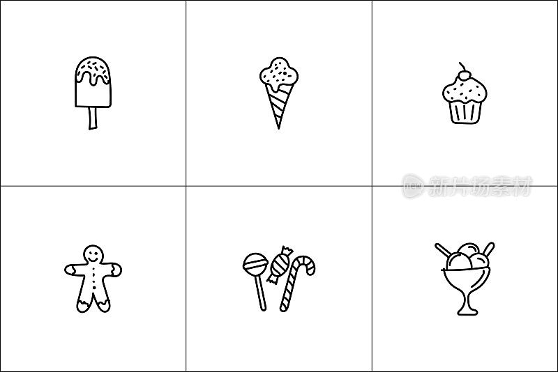 冰淇淋和饼干线图标