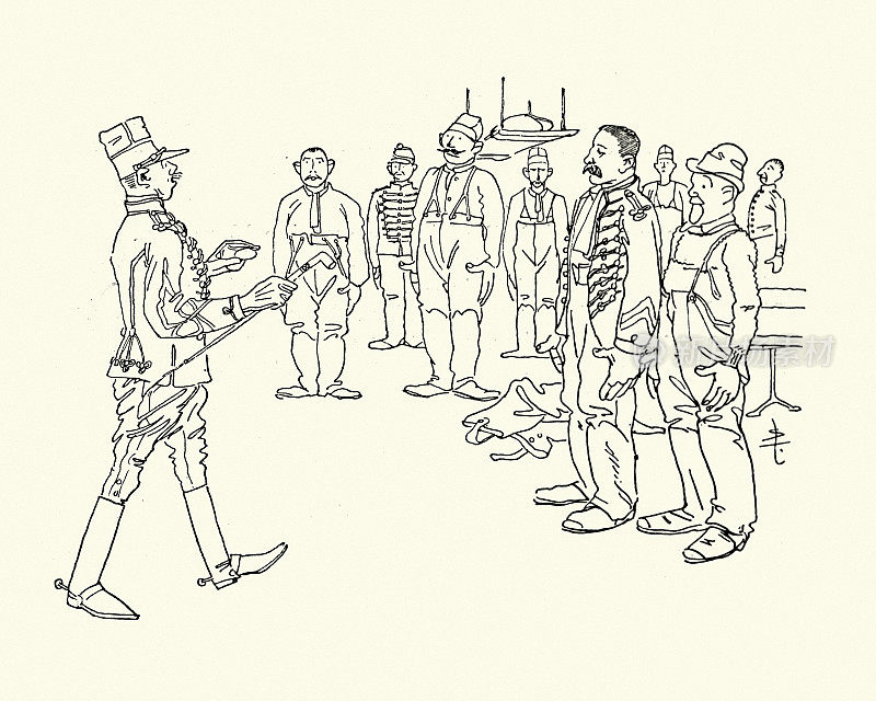 检查新兵的军官,维多利亚时代,法国19世纪