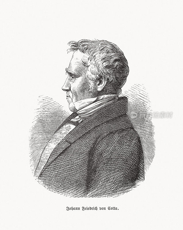 约翰・弗里德里希・冯・科塔（1764-1832），德国出版商，木刻，出版于1893年