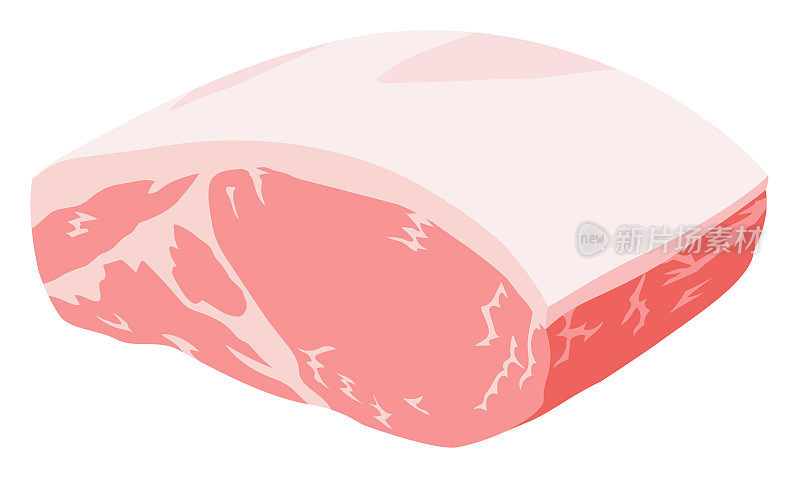 白色背景下的大块生猪肉