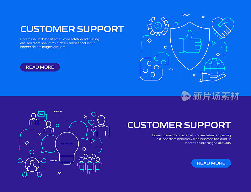 客户支持相关的现代线条风格矢量插图