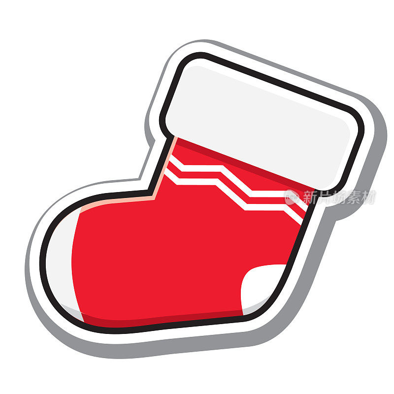 圣诞平面设计图标红色圣诞袜在白色的背景