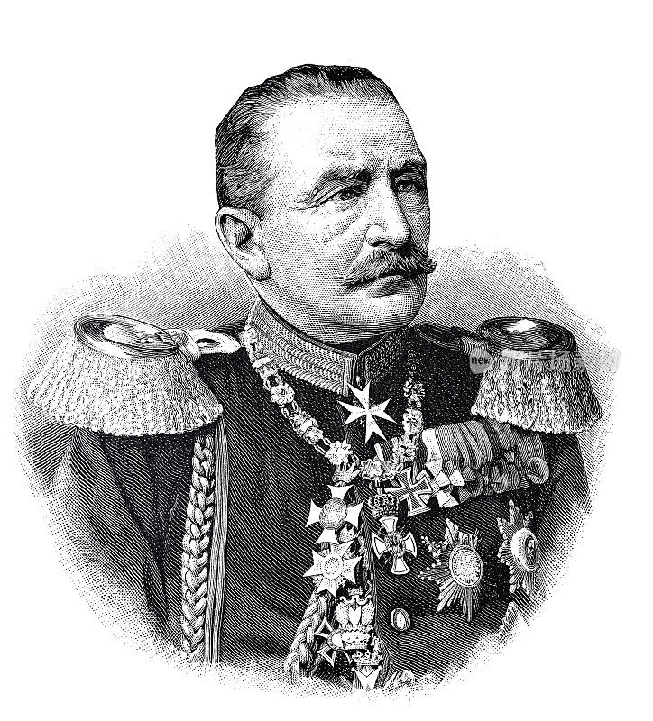 冯・奥伯尼茨将军，1819-1901年，普鲁士步兵将军和德皇威廉一世的副官